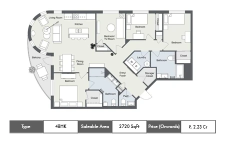 4 BHK floor plan